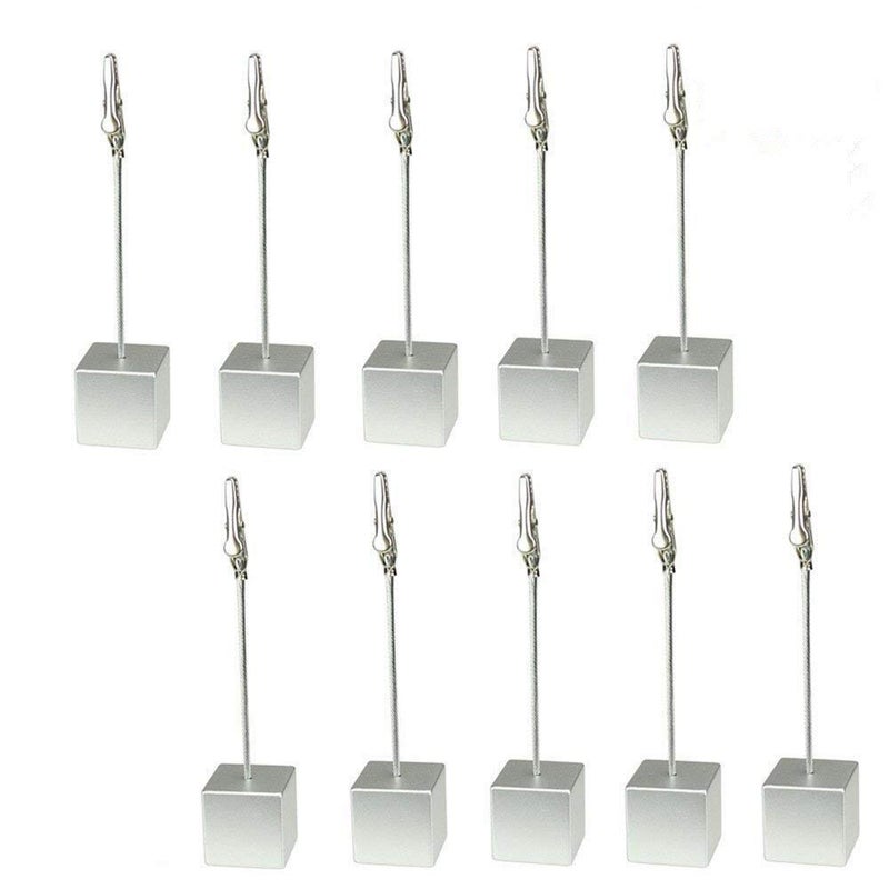 Xiaoyztan Memo Clips Holder,Silver Cube Table Number Holders,Paper Note Clip for Office Home Use, Office Memo Holders, Desk Accessories and Workspace Organizers,Pack of 10 - Image 1